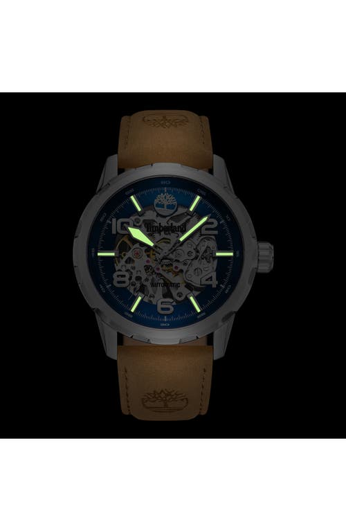 Timberland Montville Automatic Leather Strap Watch, 46mm In Tan