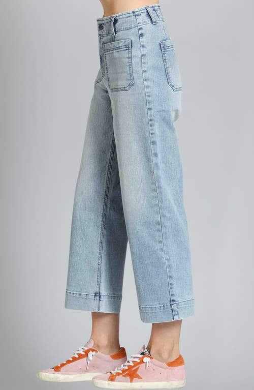 Apny Wide Leg Ankle Jeans In Light Indigo
