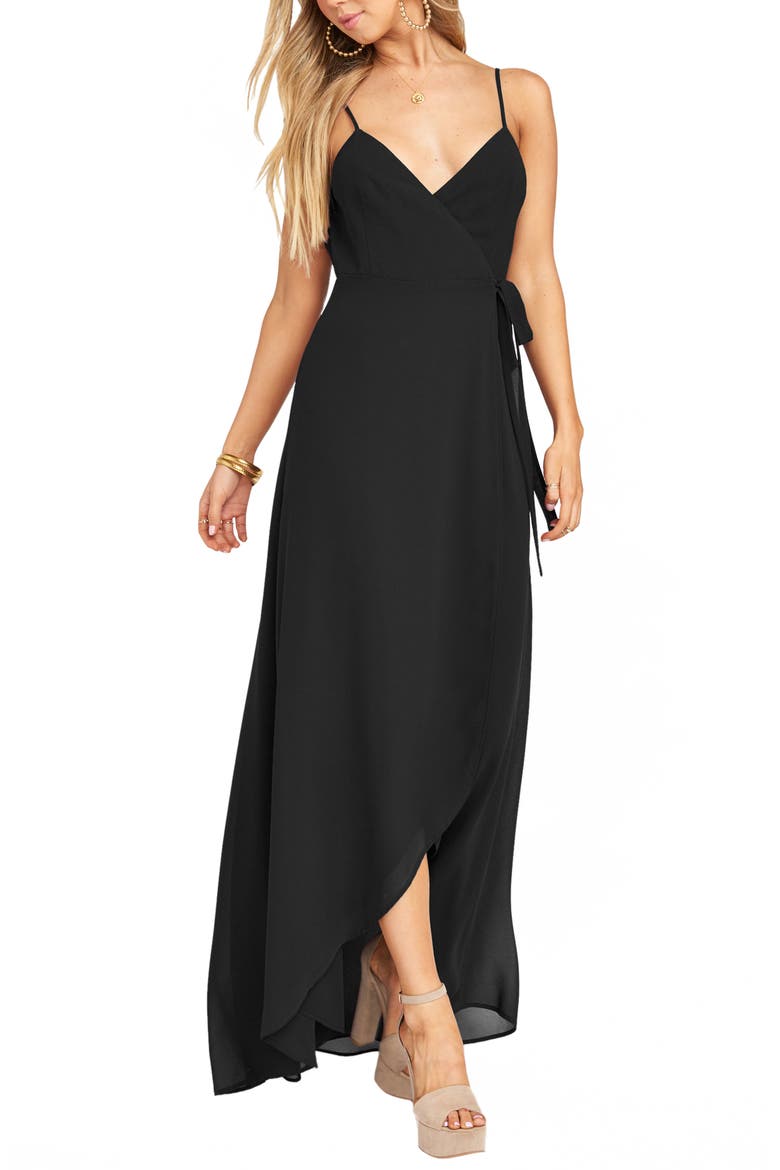 Mariah Wrap Gown, Main, color, BLACK CHIFFON