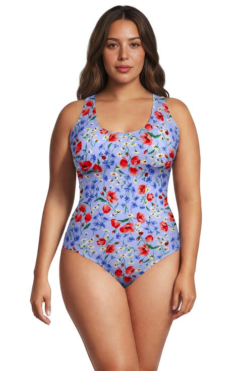 Plus Size Tugless X-Back One Piece Swimsuit