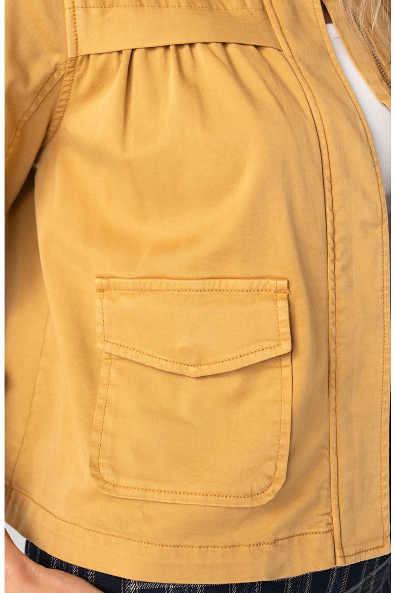 Cotton Blend Swing Jacket with Faux Leather Collar, Alternate, color, GOLD RUSH