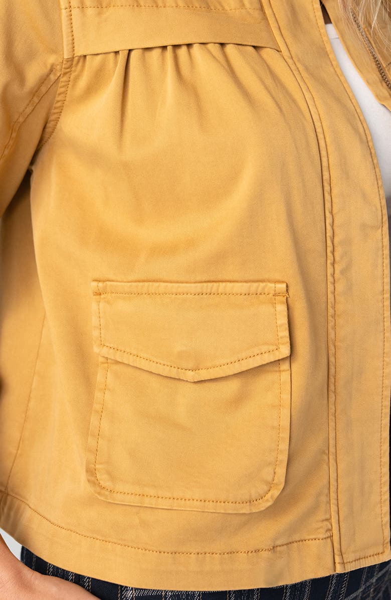 Liverpool Los Angeles Cotton Blend Swing Jacket with Faux Leather Collar, Alternate, color, Gold Rush