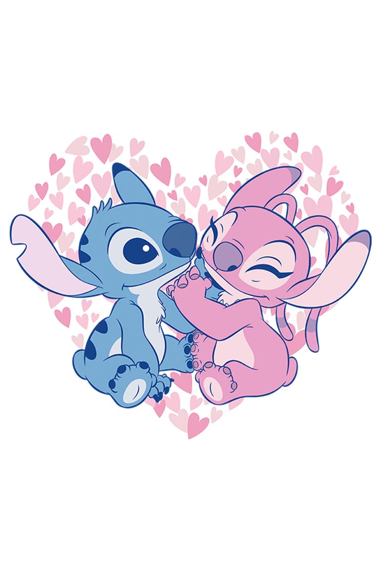 Girl's Lilo & Stitch Alien Couple  Graphic T-Shirt, Alternate, color, White