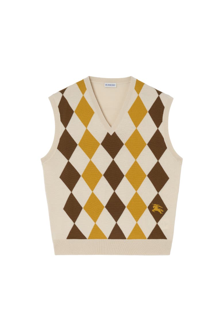 Argyle Wool Sweater Vest, Alternate, color, Pear yellow