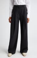 Eleventy Pleated Virgin Wool Blend Wide Leg Trousers