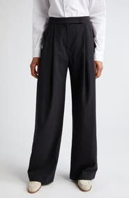 Eleventy Pleated Virgin Wool Blend Wide Leg Trousers