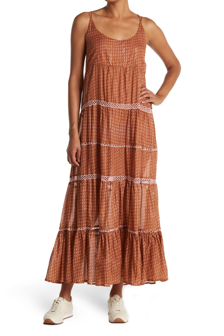 Midnight Dance Maxi Slip Dress, Main, color, TERRACOTTA