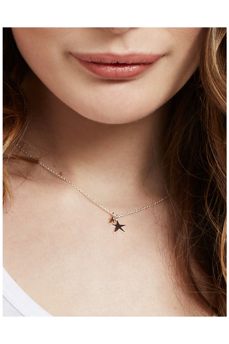 Two-Tone Double Star Pendant Necklace, Alternate, color, SILVER/ GOLD