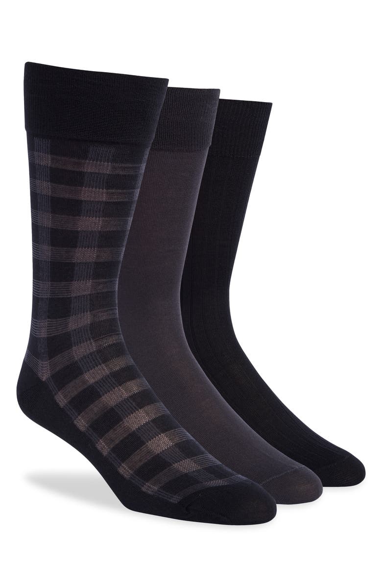 Lorenzo Uomo Assorted 3-Pack Crew Socks, Main, color, Black