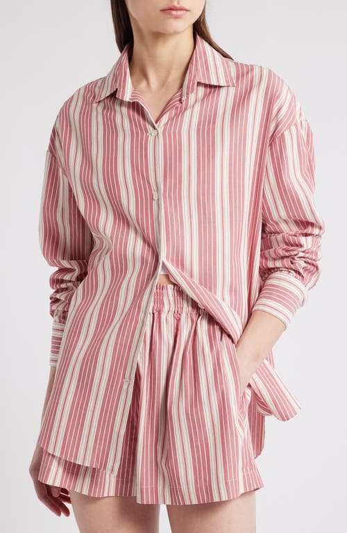 Faithfull The Brand Capri Stripe Cotton Button-up Shirt In White