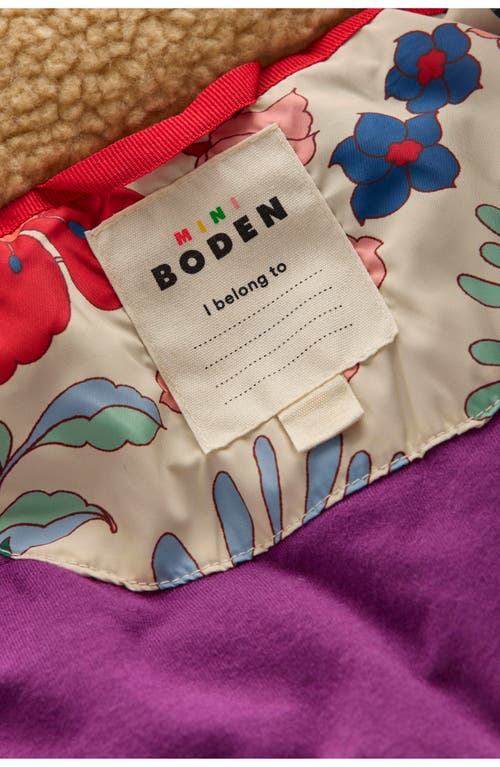 Mini Boden Cozy Quilted Longline Coat In Multi