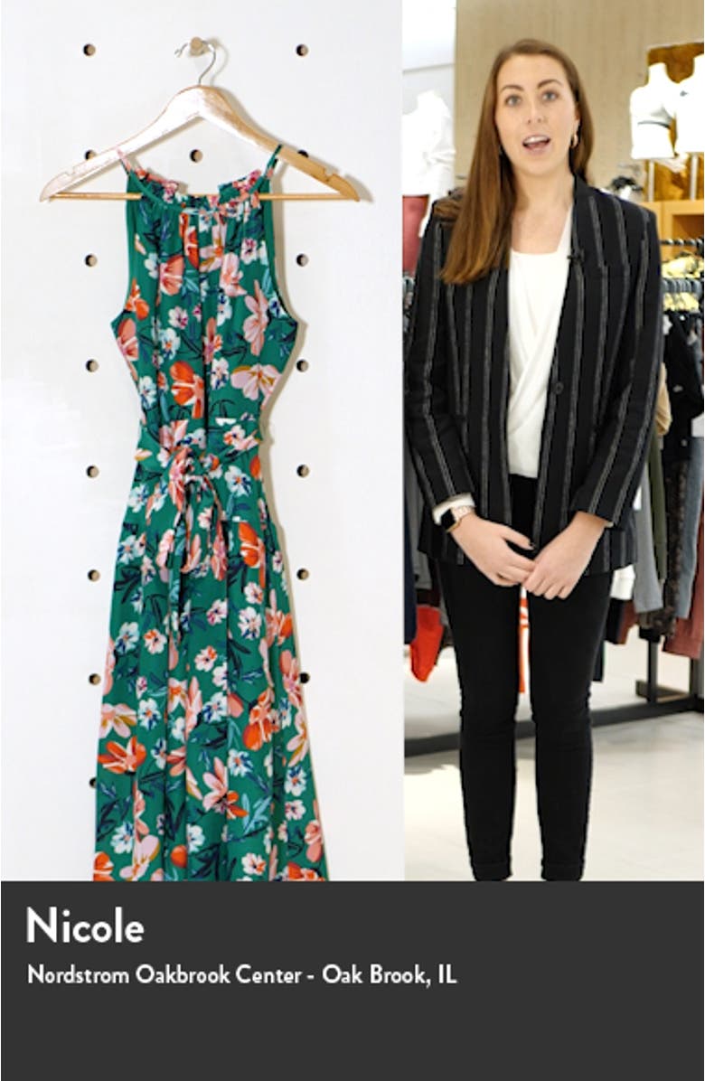 Floral Print Halter Neck Belted Dress, sales video thumbnail