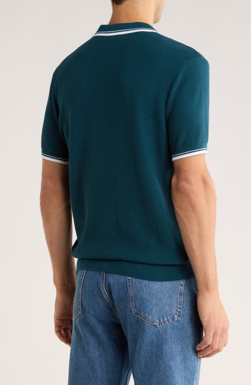 Original Penguin Textured Johnny Collar Cotton Polo In Green