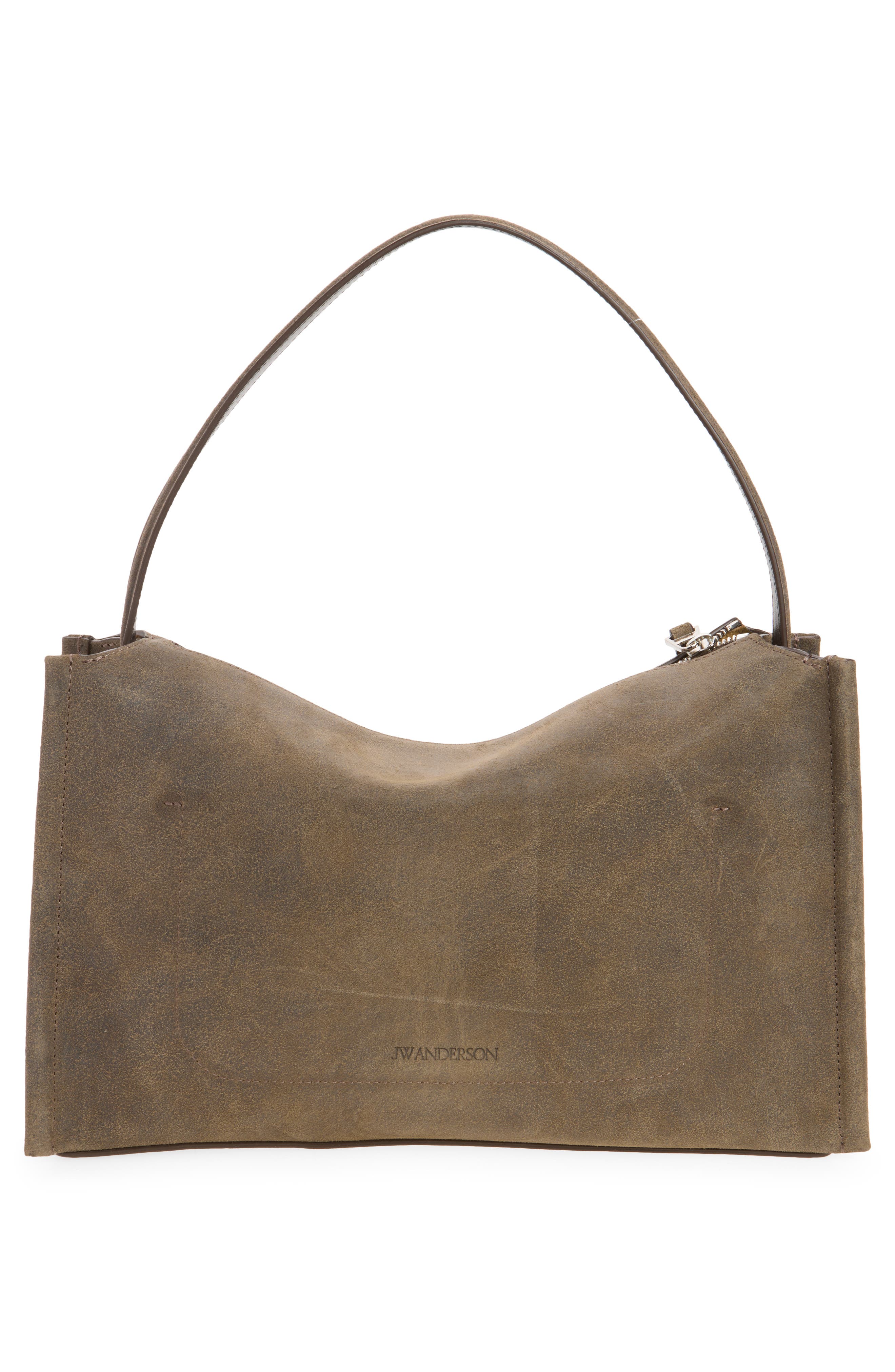 Medium Loafer Leather Bag, Alternate, color, DARK TAUPE