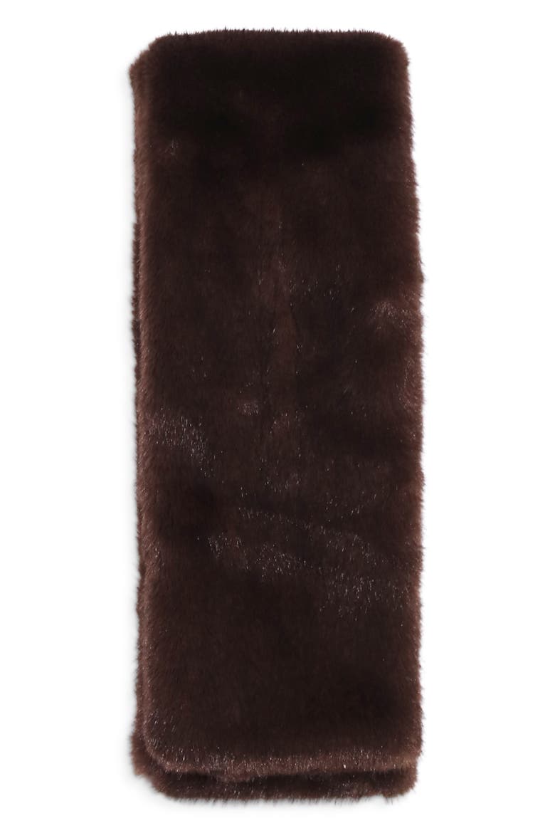 Rockefeller Faux Fur Scarf, Main, color, DARK BROWN