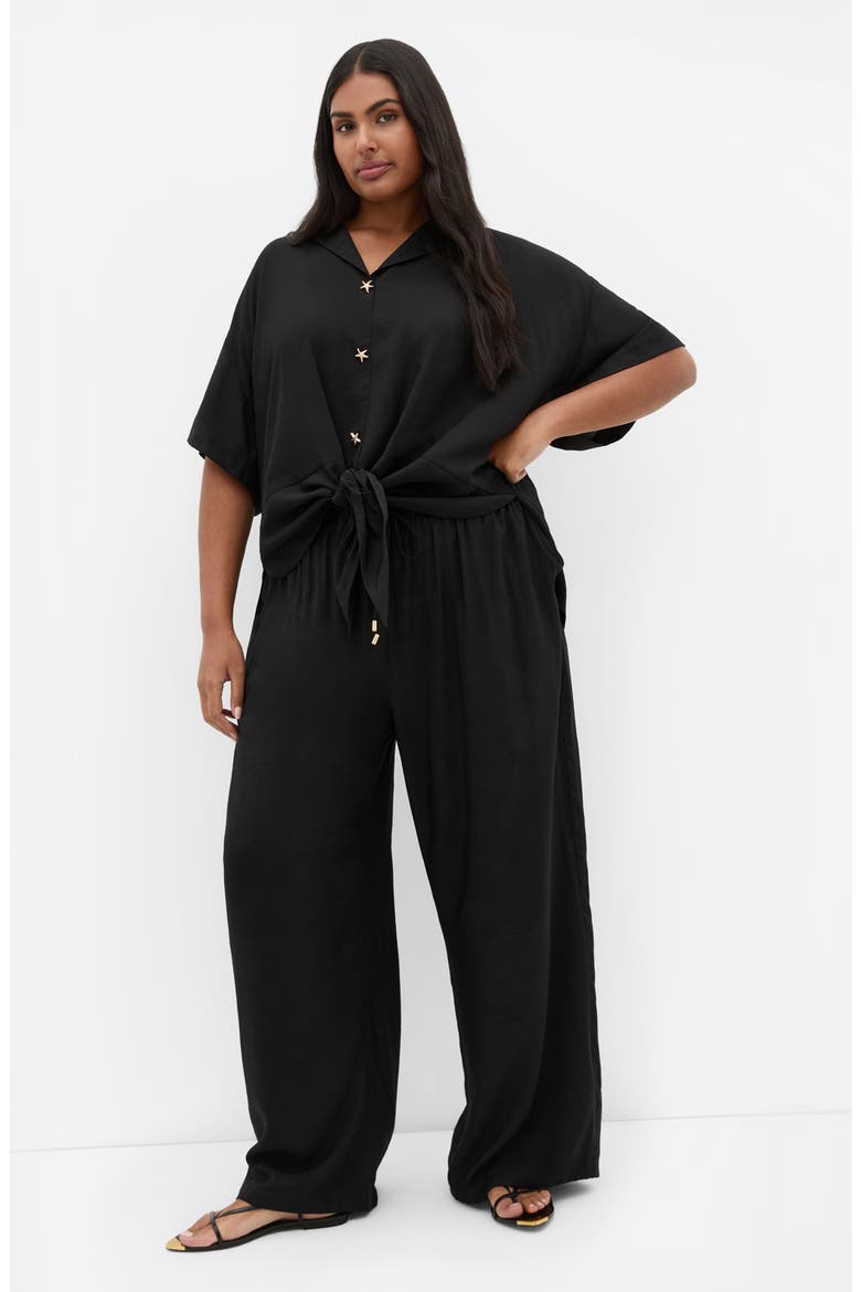 Kalea Wide Leg Drawstring Pants, Alternate, color, BLACK