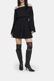 Disturbia Amarantha Crinkle Bardot Mini Dress
