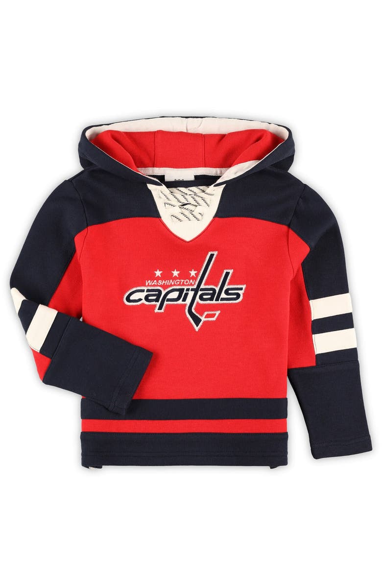 Outerstuff Preschool Red Washington Capitals Ageless Revisited Lace-Up V-Neck Pullover Hoodie, Main, color, 