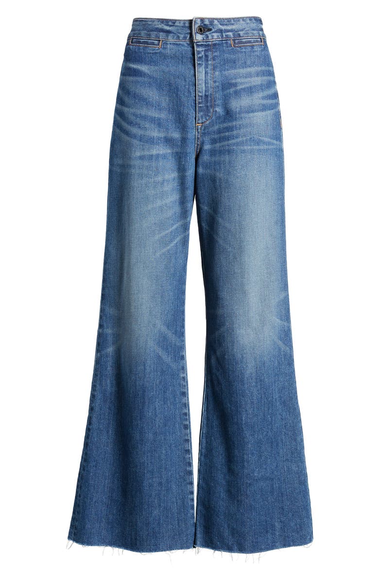 ASKK NY Brighton Raw Hem High Waist Wide Leg Jeans, Alternate, color, 
