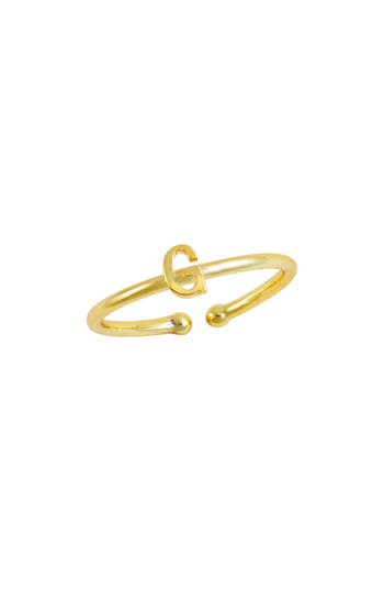 Savvy Cie Jewels 18k Yellow Gold Plated Initial Ring In Gold G