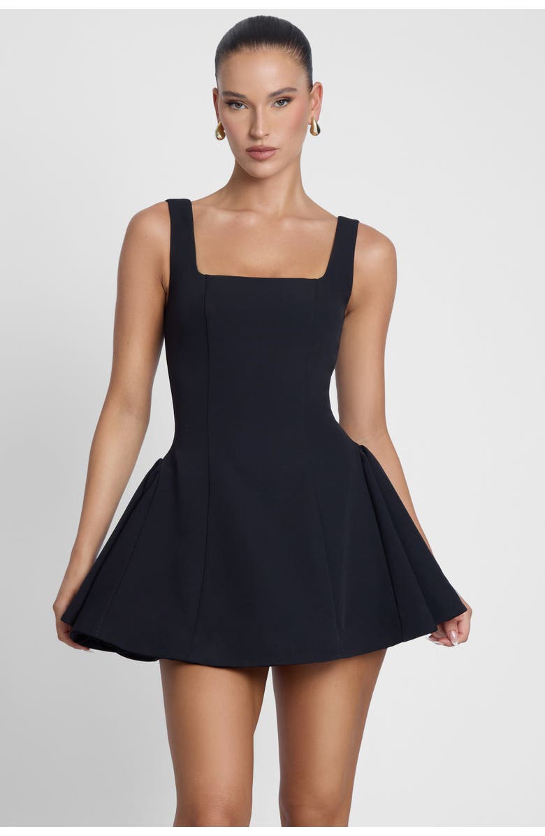 LEAU Ysabelle Babydoll Corset Mini Dress, Alternate, color, Black