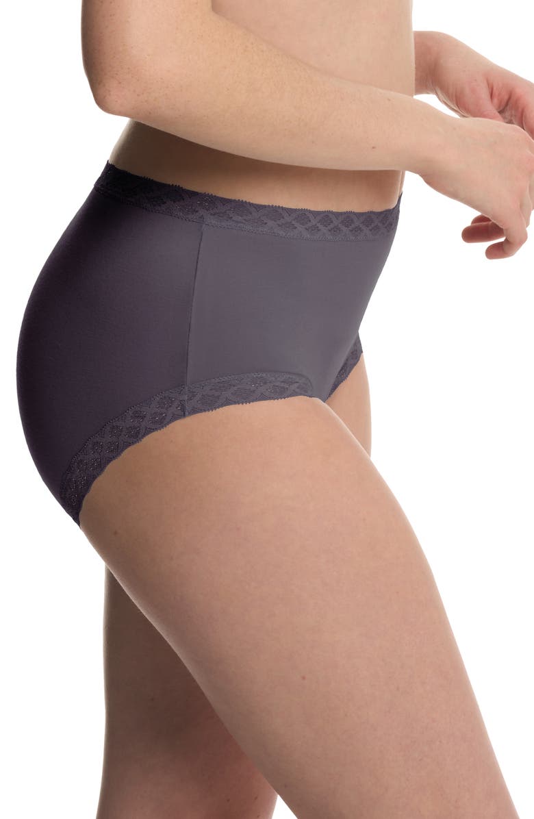 Natori Bliss Stretch Cotton Full Briefs, Alternate, color, Greystone
