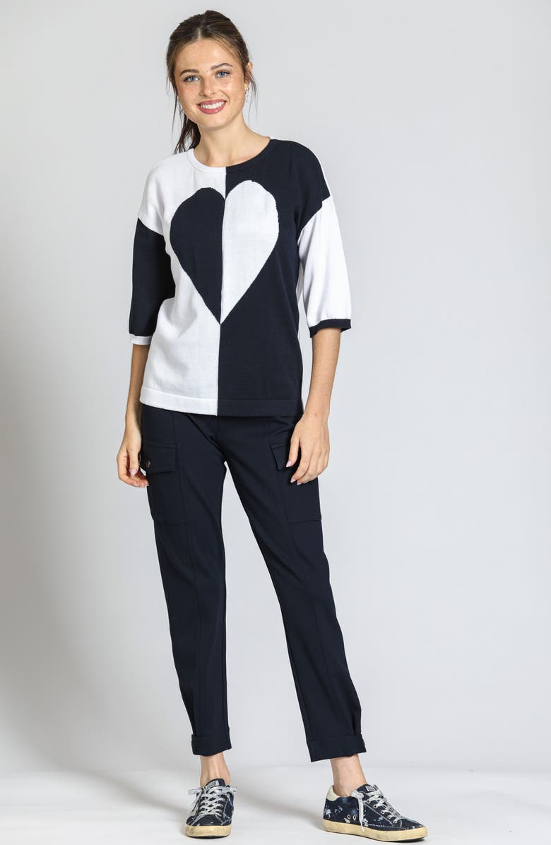 APNY Heart Two-Tone Cotton Sweater, Alternate, color,
