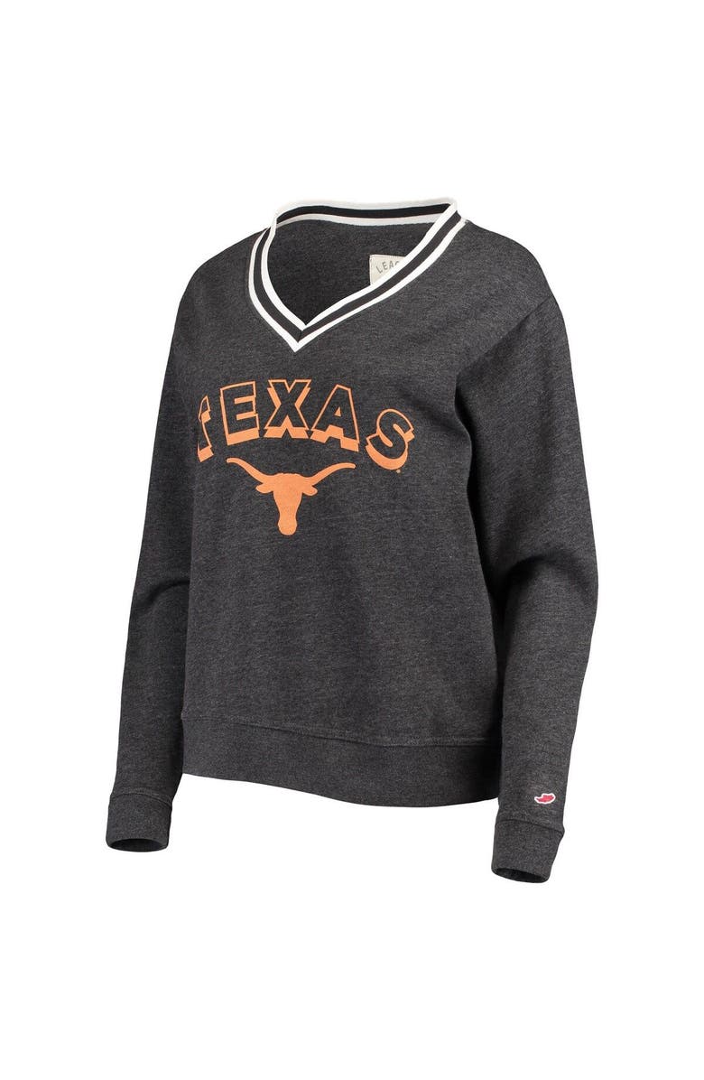 LEAGUE COLLEGIATE WEAR Women's League Collegiate Wear Heathered Black Texas Longhorns Victory Springs Tri-Blend V-Neck Pullover Sweatshirt, Alternate, color, 