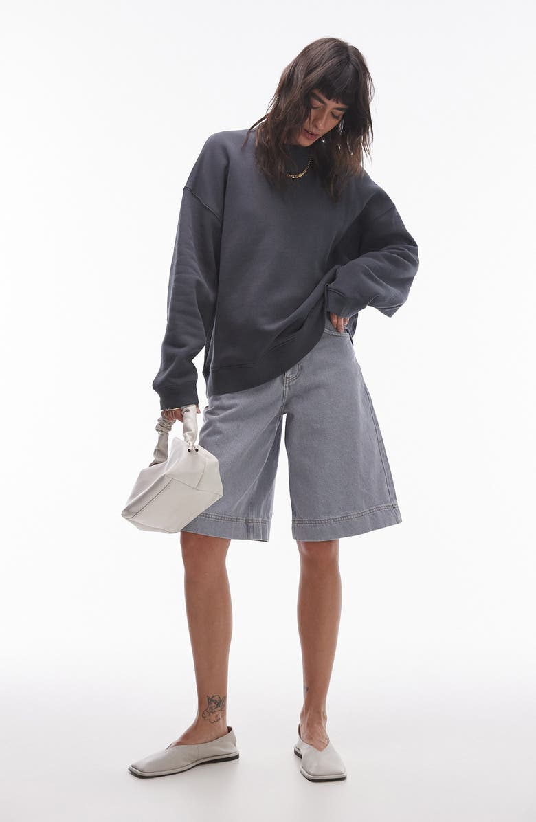 Topshop Premium Seam Cotton Blend Sweatshirt, Alternate, color,