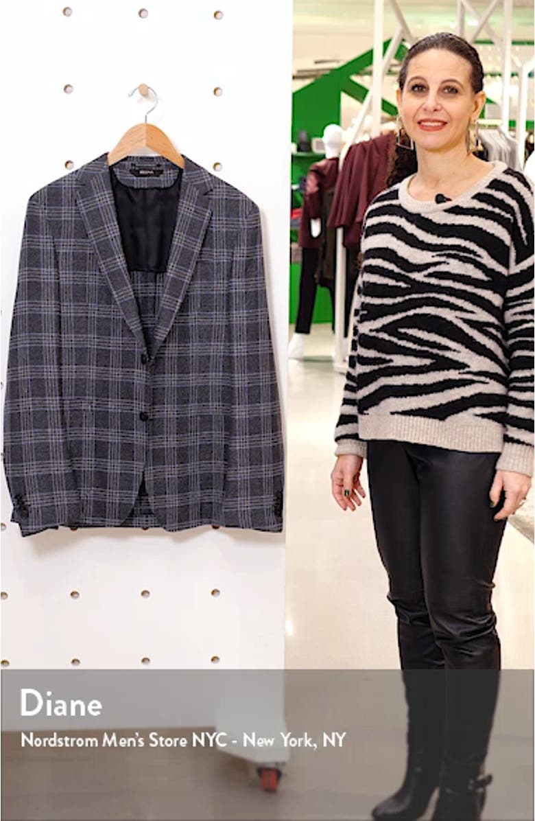 Trim Fit Plaid Wool & Linen Sport Coat, sales video thumbnail