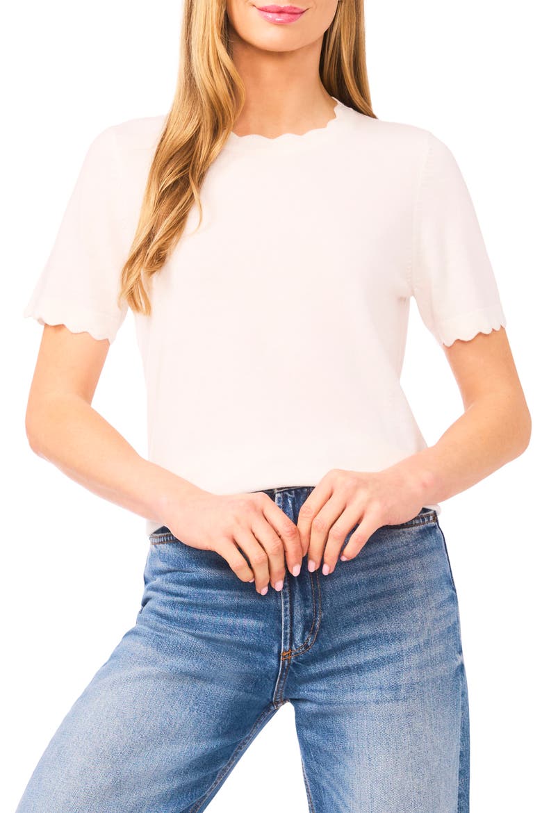 Scallop Neck Sweater, Main, color, NEW IVORY
