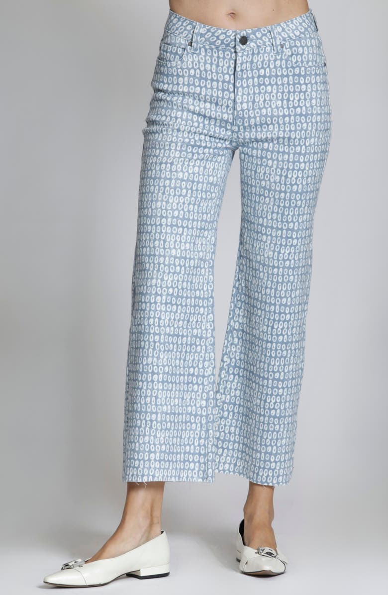 APNY Print Crop Wide Leg Jeans, Main, color, Blue/ White