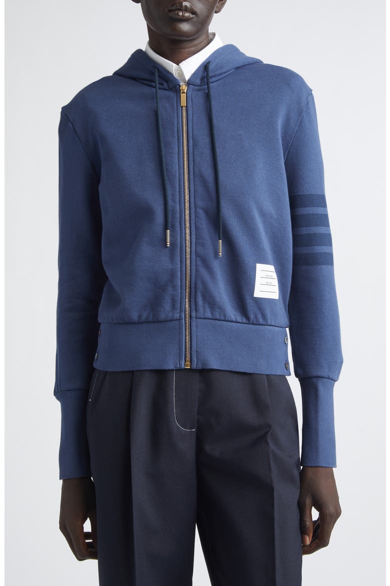 4-Bar French Terry Full Zip Hoodie, Main, color, NAVY