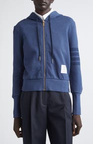 Thom Browne 4-Bar French Terry Full Zip Hoodie