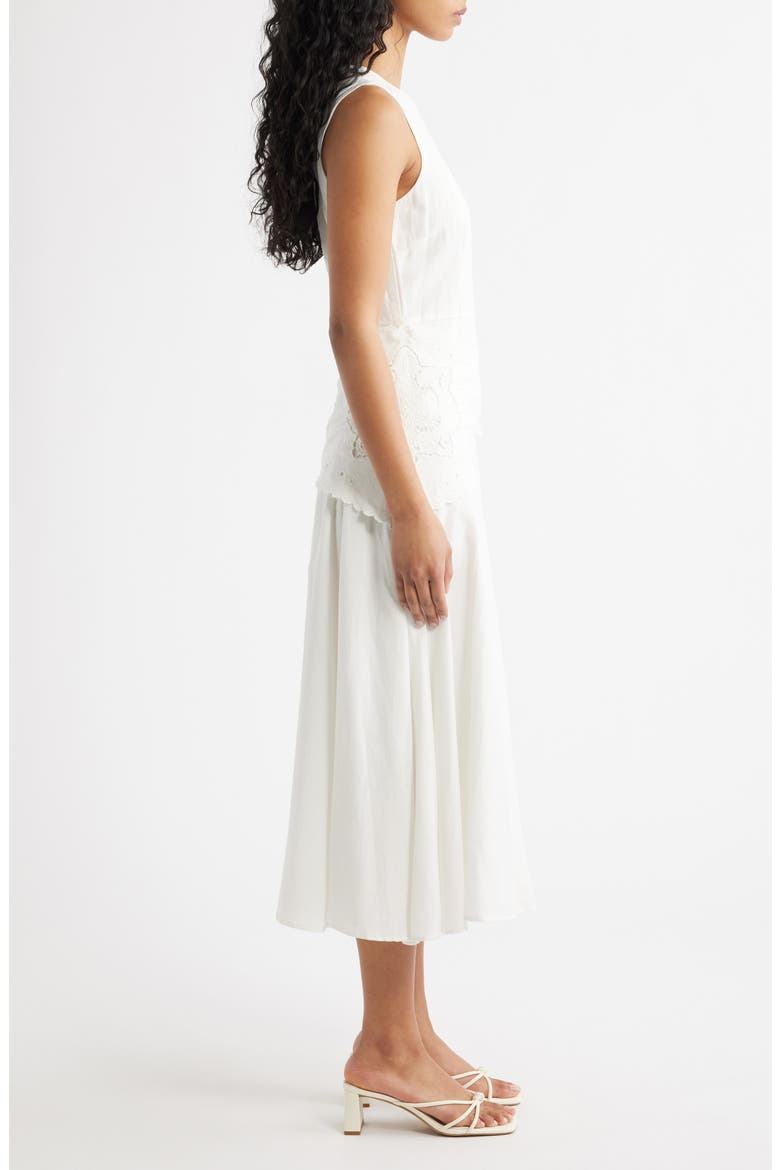 Embroidered Handkerchief Midi Dress, Alternate, color, ECRU