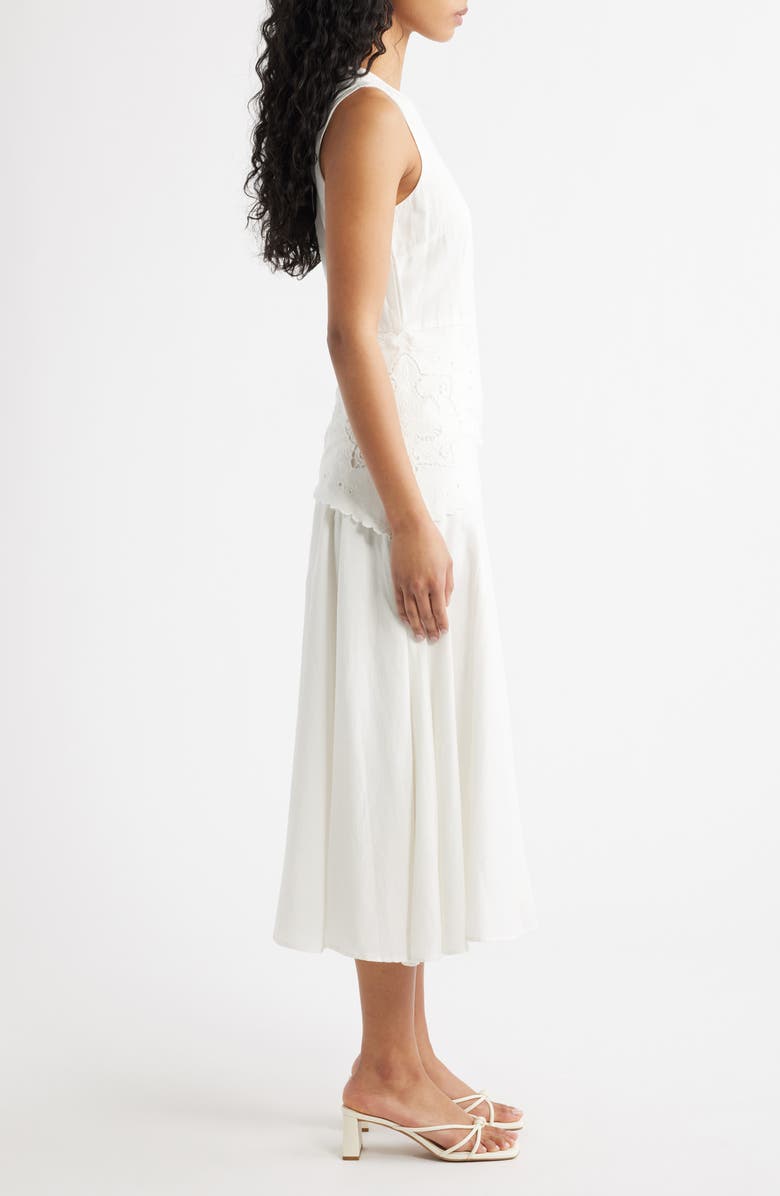 MANGO Embroidered Handkerchief Midi Dress, Alternate, color, Ecru