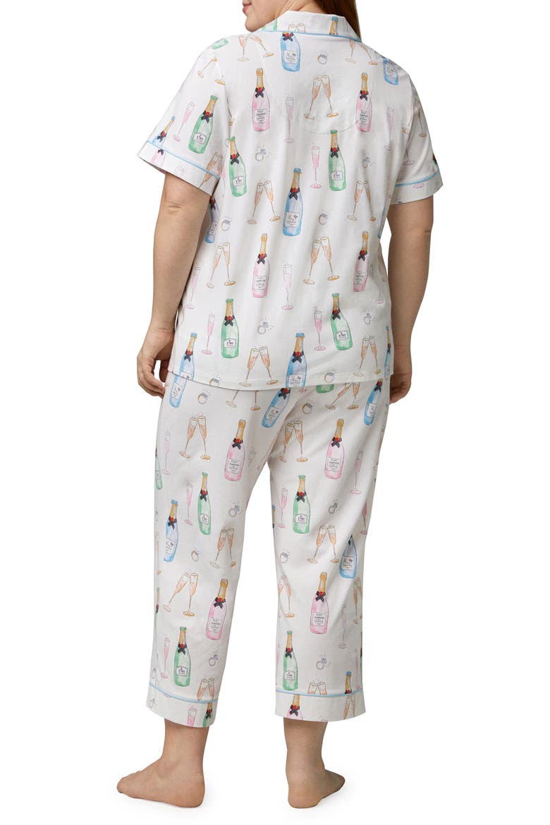 Print Crop Organic Cotton Knit Pajamas, Alternate, color, CHAMPAGNE WEDDING