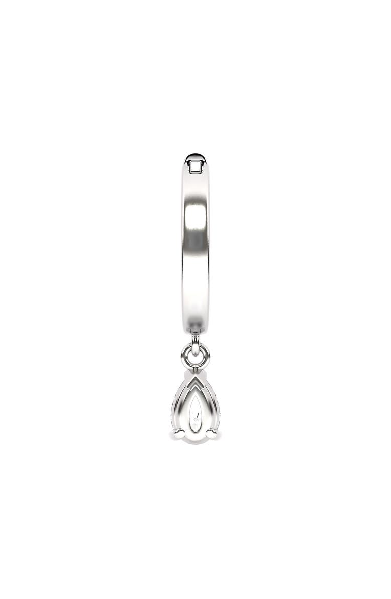 HauteCarat Lab Created Diamond Drop Huggie Hoop Earrings, Alternate, color, 18K White Gold
