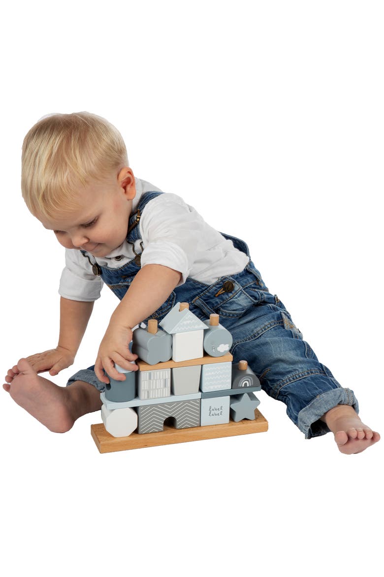Stacking Blocks House Blue, Wooden & Colored Blocks, 18 months+, Alternate, color, Multicolored