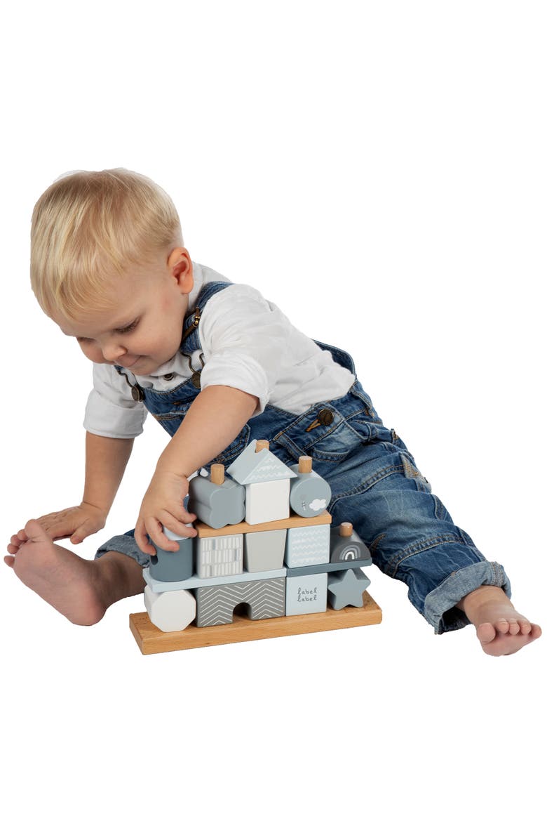 Label Label Stacking Blocks House Blue, Wooden & Colored Blocks, 18 months+, Alternate, color, Multicolored
