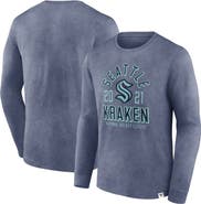 FANATICS Men's Fanatics Heather Deep Sea Blue Seattle Kraken Keep The Zone Long Sleeve T-Shirt