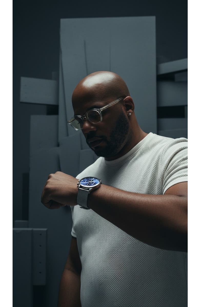 NCMPRBL Prolific 42 Men
s Chronograph Watch, 43MM, Alternate, color, Silver/Blue