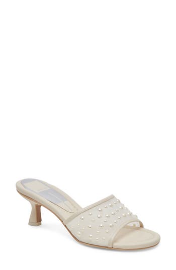 Dolce Vita Meeza Imitation Pearl Sandal In Ivory Mesh