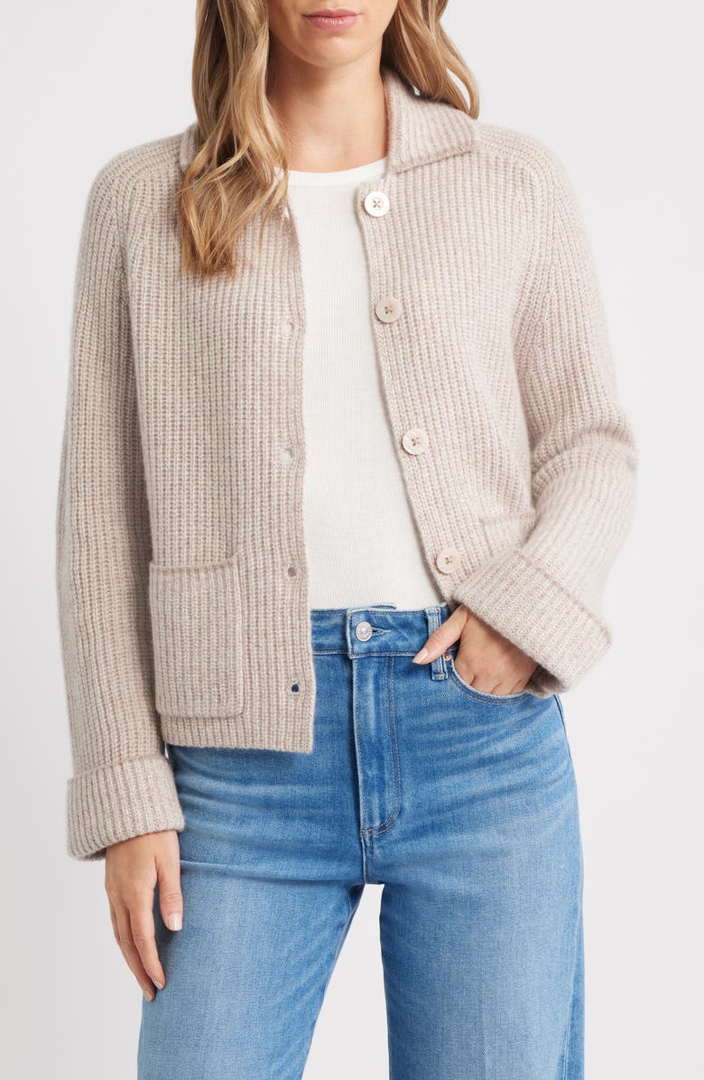 MARGARET O'LEARY Inverness Collared Cashmere Cardigan, Main, color, 