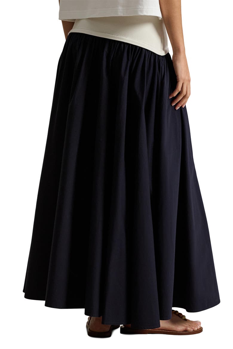 Mixed Media Cotton Poplin Maxi Skirt, Alternate, color, ATLANTIC