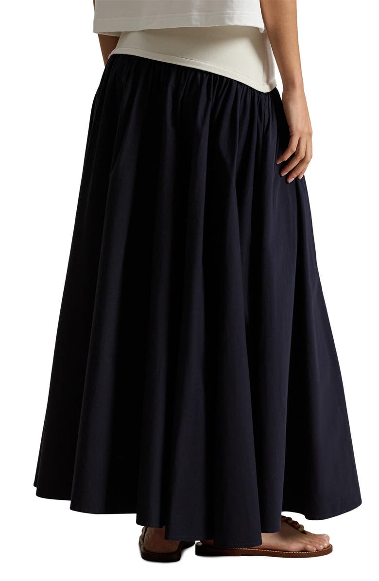 Polo Ralph Lauren Mixed Media Cotton Poplin Maxi Skirt, Alternate, color, Atlantic