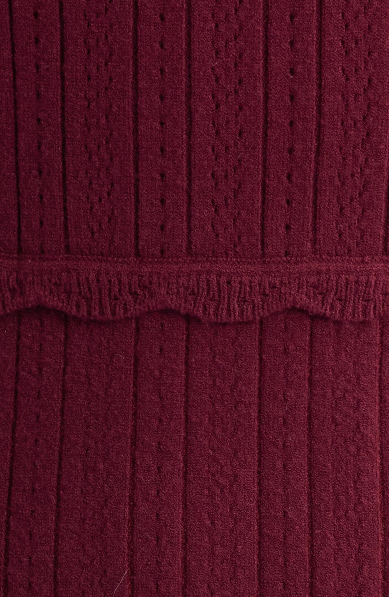 LoveShackFancy Lavender Long Sleeve Pointelle Sweater Minidress, Alternate, color,