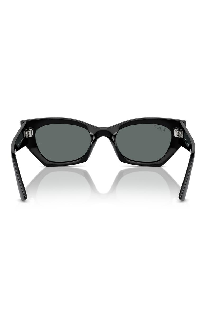 Zena 49mm Polarized Small Geometric Sunglasses, Alternate, color, BLACK