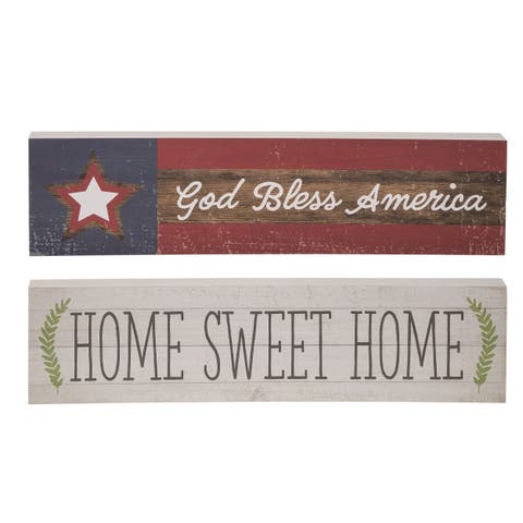 23.5 Inch Multicolor Spring Reversible Americana Home Decor July 4th Wall Sign Panels Wood