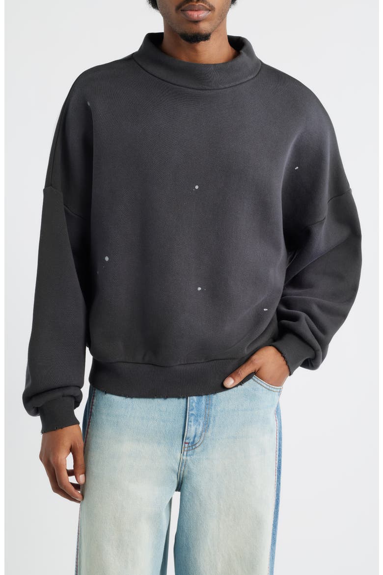 Monochrome Mock Neck Sweatshirt, Main, color, CARBON